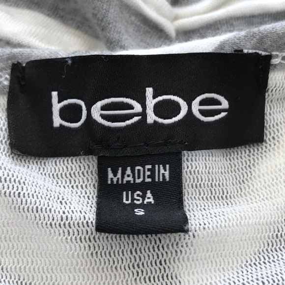 Bebe Halter White/Grey Stripped Dress - Picture 6 of 8